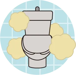 ニオイがこもったトイレのイラスト